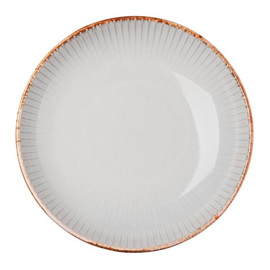 Prato Avulso Para massa 22,8cm De Cerâmica Linear Cinza
